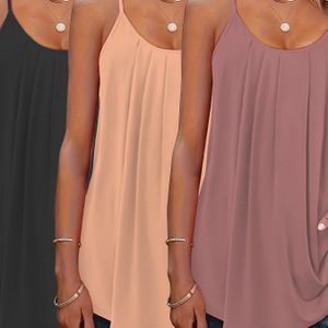 Regenachtige dag richtinggevoelige maat dames mouwloze 3-delige set, casual losse pasvorm, zacht materiaal, perfect voor de zomer, veelzijdige match