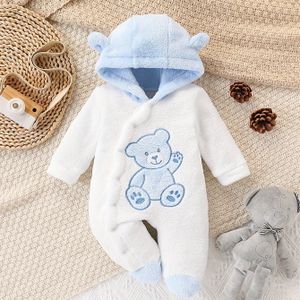 Jongens' Voetje Romper Baby Bodysuit Nieuwgeboren Dikke Pluche Warme Basislaag Winter Onesie, Perfect voor Buiten
