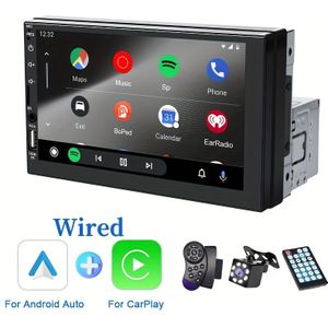 Auto+Carplay 1pc Auto Draagbaar 7-inch Touch Screen Audio Ontvanger met GPS Navigatie en Audio Auto Radio Ontvanger voor Auto, Draadloos, Multimediaspeler