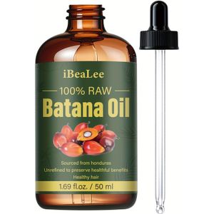 iBeaLee Batana Olie - 50ml Koudgeperste Haar & Wimper/Brow Olie, Diepe Conditionering & Versterking voor Alle Haartypes, Gedroogd, Pluizig, Gespleten Uiteinden