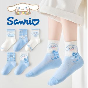 5-Pack Sanrio Cinnamoroll Sokken voor Meisjes, Kinderen Mesh Zomer Enkelsokken – Zacht & Comfortabel, Schattig Cartoon Ontwerp voor School of Casual Kleding