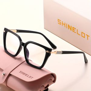 SHINELOT Nieuwe Gradient Trendy High-End TR90 Platte Montuurbril voor Stijlvolle Outfits en Decoratieve Brillen