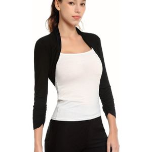 Dames Gerimpelde 3/4 Mouw Bolero Korte Cardigan Shrug