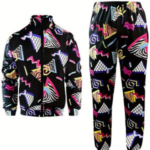 2-delige set, retro 80s en 90s herensportkleding casual lange mouwen