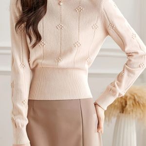 Elegante dames trui met hoge taille - groen, ronde hals, kabeltrui ontwerp, lange mouw, perfect voor lente & herfst, stijlvolle lagenstuk, Gree