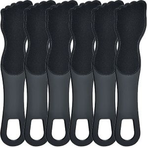 Set van 6 dubbelzijdige pedicure voetvijlen, voet eeltverwijderaar, voetschraper met plastic handvat, ongeparfumeerd exfoliërend voetraspgereedschap voor dode huid & hielverzorging