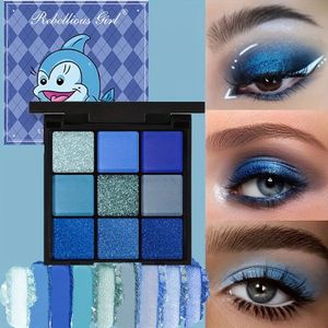 9-Tinten Blauw Oogschaduwpalet - Matte & Glanzende Afwerkingen, Ingrediënten met Plantensqualaan, Perfect voor Dagelijks Gebruik, Feesten, Halloween & Podiummake-up