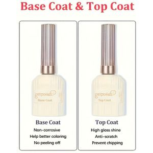 15ml 2-stuks Gel en Base Coat Set - en Langdurig, Afneembaar met LED Nagellamp, Gel Base Finish voor Nagelkunst Ontwerp en Manicure, Geschenk voor Vrouwen