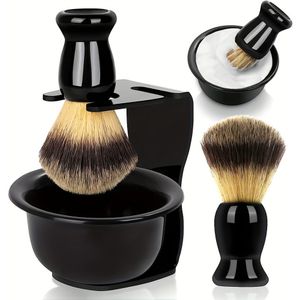 Mens Scheerkwast En Kom Set, 3 In 1 Scheerkwast Set Voor Mannen Met Scheerkwast Kom Acryl Stand Met Razor Slot, Perfect Vaderdag Mannen Cadeau Set Voor Nat Scheren Ervaring