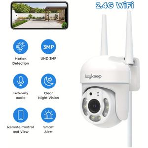 Boykeep K20 2.4ghz Wifi Outdoor Security Camera, 1296p Hd, 360° Viewing, Color Night Vision, Audio, Ptz Control, Usb Powered - Ideal For Home & Garden Monitoring, Wireless Outdoor Security Camera