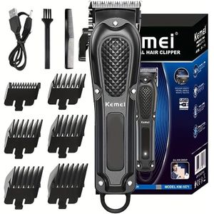 Professionele Elektrische Tondeuse KM-1071 | USB Opladen, Draadloos, Krachtige Scheertrimmer voor Mannen, Merk Kemei