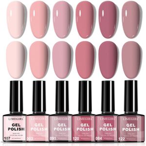 6-delige set gel nagellak - herfst- en wintercollectie, roze kleur met hoge verzadiging & duursame salonkwaliteit. Geschikt voor DIY of professioneel gebruik, 8ml alcoholvrij