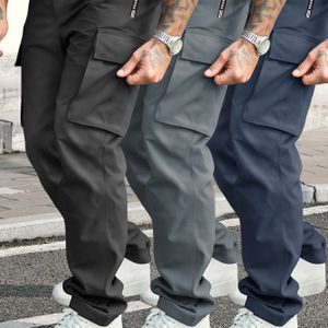 Olijfgroene Heren Cargobroek met Ritszakken & Verstelbare Taillekoord - Rechte Duurzaam Stof voor Wandelen, Joggen, Buitenactiviteiten - Lente/Herfst Casual Broeken