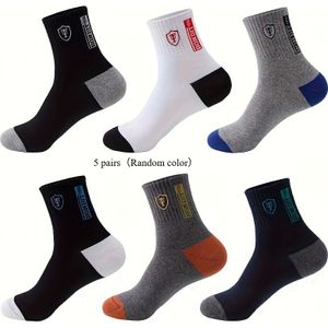 10 stuks Heren Ademende Overhemd Sokken - Casual & Zakelijke Stijl met Logo Print, Kleuren, Handwas Alleen, Comfortabele Pasvorm voor Formele en Informele Kleding