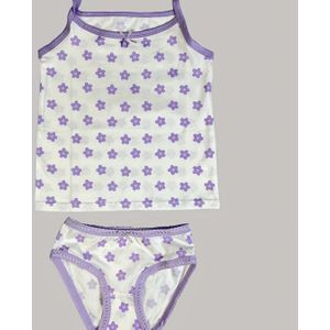 Meisjes Schattige Roze Camisole & Ondergoed Set - Zacht, Ademend, Rekbare Stof met Strikdetail, voor Alle Seizoenen, Perfect voor Thuis & Strandkleding, Casual Kleding|Speelse Print|Rekbare Stof
