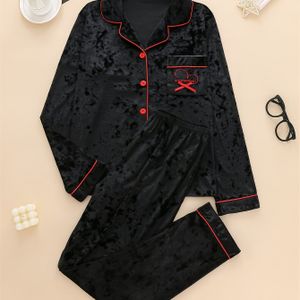 Aseniza Pyjama dames lange pyjama set katoen lange mouwen winter
