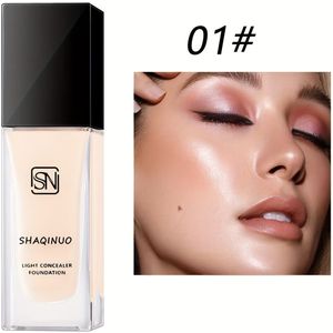 Shaqinuo Lichtgewicht Foundation - Natuurlijke Nude Afwerking, Oliecontrole & Langdurige BB Crème, Opbouwbare voor Alle Huidtypes, Transparante Concealer met Zwarte Pompdispenser