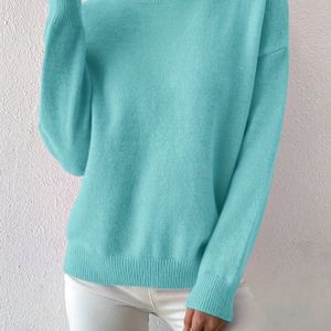 Vrouwen Winter Turquoise Hoge Nek Trui - Zachte Rekbare Elegante Trui voor Herfst & Winter, Kleur Comfortabele Trui voor Casual en Formele Outfits, Veelzijdig Laagstuk