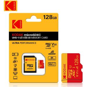 Kodak 32G 64G 128G 256G High Speed TF Geheugenkaart, Rood en Geel, met Adapter, voor Tablet, Camera, Mobiele Telefoon, Laptop, Auto Stereo, Game Console, Stereo