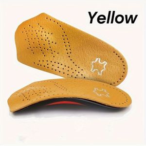 1 paar inzetsupporten, geel halfpad van kunstleer, zichtbaar halfpad voor mannen en vrouwen