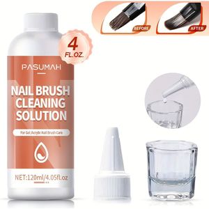 4 fl.oz Acryl Nagelborstel Reinigingsoplossing Set voor Vaste Gel, Extensiongel, Buildergel, Nail Art Liner, Dip Poeder en Manicure Borstel Hersteller met Dappenbakje