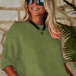 Elegante dames trui met ronde hals - Zachte trui met lange mouwen, geschikt voor alle seizoenen, dagelijkse & formele outfits, chique kantoor, feest- en vrijetijdskleding - Dames trui voor