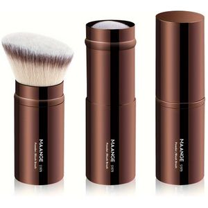 MAANGE 1pc Foundation Brush, Aluminium Brush Rod, Intrekbare Borstel, Hoge Kwaliteit Make-up Borstel, Zachte Haren, Kabuki Make-up Borstel, Reisfeest Draagbaar, Dames Cadeau
