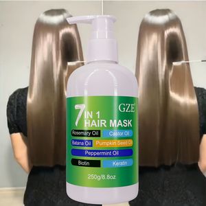 GZE 7-in-1 HAARMASKER Diepe Conditionering voor Gespleten Haarpunten, Anti-Brekage Verzachtend voor Haar Gevoed met Rozemarijnolie, Castorolie, Batana Olie, Pompoenpitolie en Biotine Keratine