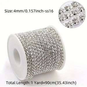 DUCRYSTAL Sprankelende Strass Ketting - 1 Yard, Gouden & Zilveren Basis, Glazen Klauw Trim voor DIY Nagelkunst en Jurkversieringen, Verkrijgbaar in 2/3/4mm Breedtes