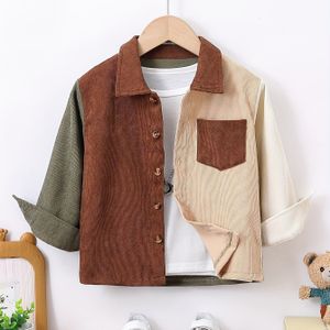 Casual corduroy shirts voor jongens Colorblock lange mouwen met knoopsluiting Tops lente herfst uitloper shirts jaskleding