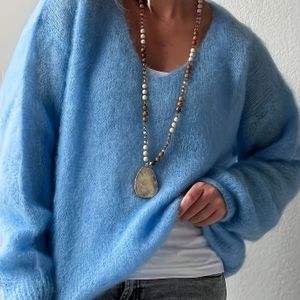 21992# Europese en Amerikaanse Damesmode Elegante Lange Mouwen Trui, Geschikt voor Dagelijkse Feestjes en Vakanties Gebreide Top