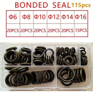 115/pcs High-pressure Hydraulic Rubber Oil Pipe Gasket Set, Including Nbr Metal Sealing Rings And Rubber Pads