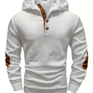 Jongens & Tieners Casual Hoodie - Air Layer Design met Geribbelde Boorden, Voorzakken & Contrasterende Bruine Knopen - Wasbare Lente/Herfst Trui voor Casual Kleding