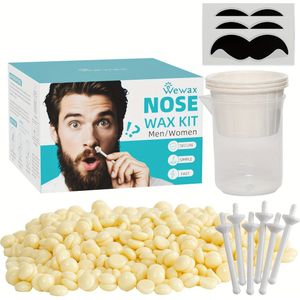 WEWAX Heren - en Oorhaar Waxkit met Snelle Verwarming via Warm Water/Magnetron voor Precisie Ontharing, Draagbare Reisetui Ideaal voor Zomer, Strandtrips & Cadeaus voor