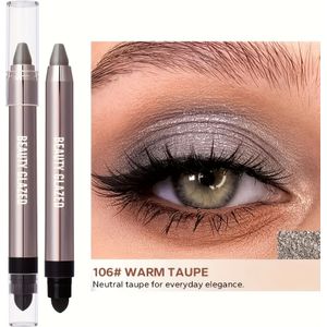 2 stuks/set Grijze smoky oogschaduwstift met parelmoerachtige metallic glans, waterproof, voor prachtig make-up look van de , ideaal als vakantiecadeau, Oogschaduws voor Vrouwen