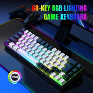 HXSJ-68 Ergonomisch Gamingtoetsenbord met Dubbele Kleur Achtergrondverlichting, RGB Verlichting en Afneembare Toetsen - Alleen Bedraad