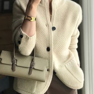 Kleur Voorkant Cardigan, Vintage Veelzijdige Lange Mouw Cardigan Voor Herfst & Winter, Dameskleding