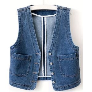 Vrouwen lichtgewicht casual vest van denim in een eenvoudige kleur