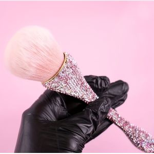 1 luxe cosmetische make-uptang met kristallen versieringen, conische vorm voor los poeder, blush, foundation, reiniging van nagelstof, glinsterende handgreep, schoonheidswerktuig, geurloos