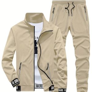 Herfst- en Lente Casual Herenpak met Jas en Broek Tweedelige Set