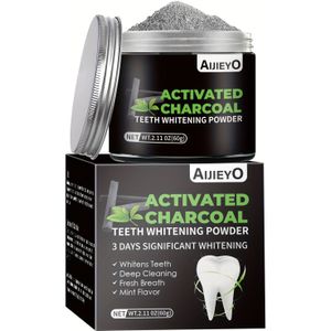 AIJIEYO Activated Charcoal Teeth Whitening Powder - Verhelderend Tandpoetsmiddel, Diepe Reiniging, Natuurlijke Whitening, Plaque Verwijderaar, Verfrisende Adem, Mintsmaak, voor Dagelijks Gebruik