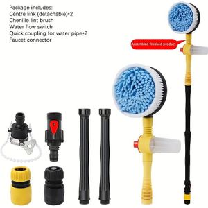 Easy-clean Car Wash Kit: Rotating Foam Brush, Long Handle Mop & High-pressure Water Gun - Durable Abs Material, No Batteries Required, Car Cleaning Accessories, Automatic, Broom, Home Use
