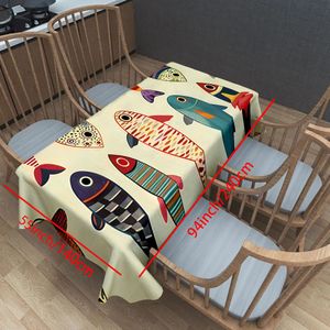 1pc Vintage Art Tablecloth - Rectangular Polyester Fabric With Colorful Fish Pattern, Ideal For Picnics, Parties, And Home Decor, Picnic Tablecloth | Vibrant | Polyester