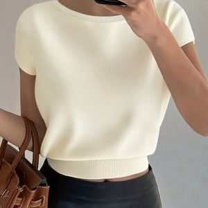 Elegante speciale kleur Raglan korte mouw taille-cinching dames top