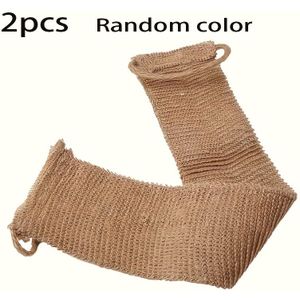 Dubbelzijdige Badscruber, Exfoliërende Rugborstel met Handvat voor Douchen en Reizen - Herbruikbare Linnen Loofah Bodydoek