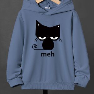 Casual Hoodie met Kattenprint voor Jongens en Meisjes, Comfortabel Kinderkleding 7-15 Jaar, & Vrije Tijd, Lente/Herfst