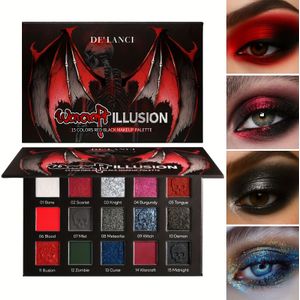 15-kleuren Gothic Smoky Oogschaduw Palette met Echte Rode, Witte & Donkergrijze tinten - Matte & Shimmerende schaduwen voor Halloween Make-up, Zombies, Vampiers & Kleermakers - Blendbaar