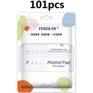 101 stuks Alcohol Doekjes: Zacht voor Lichtbeige, Individueel Verpakt – Ideaal voor Brillen, Telefoonschermen, Elektronica en Buitengebruik. Compact en Draagbaar