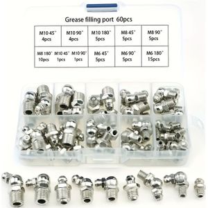 60 Stks M6 M8 M10 Universele Rechte Elleboog Boter Nozzle Rechte Elleboog Boter Nozzle Set Rechte Elleboog Vet Injectie Nozzle