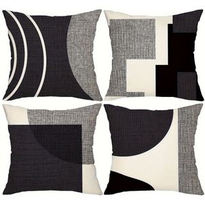 4pcs/set, Decorative Pillow Covers Gray Silver Throw Pillows For Couch Abstract Geometric Modern Pillowcases 18x18 Inches For Bed Bedroom